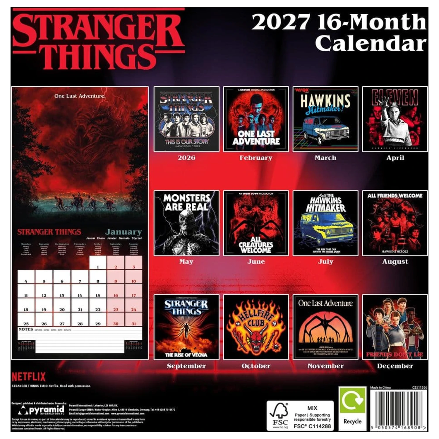 Stranger Things Kalender 2027 30 x 30 cm Produktfoto