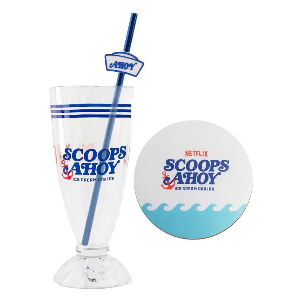 Stranger Things Milchshake Glas Set Scoops Ahoy Produktfoto
