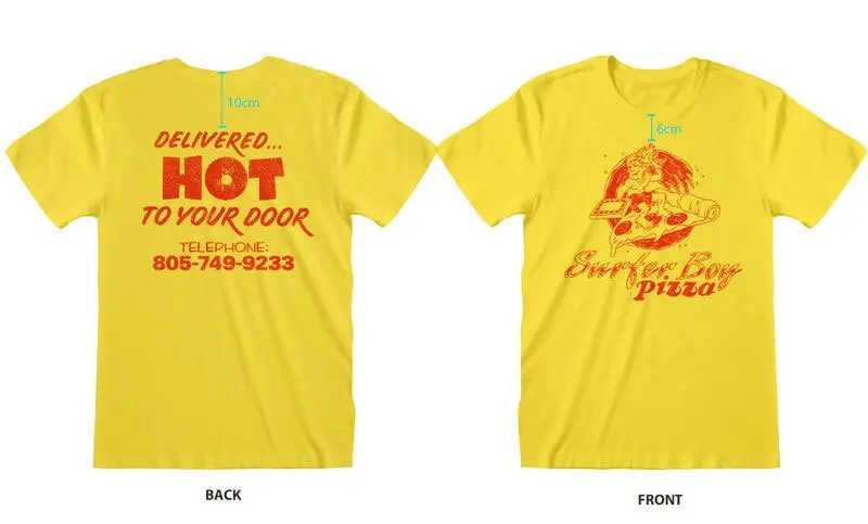 Stranger Things Surfer Boy Pizza T-shirt Produktfoto