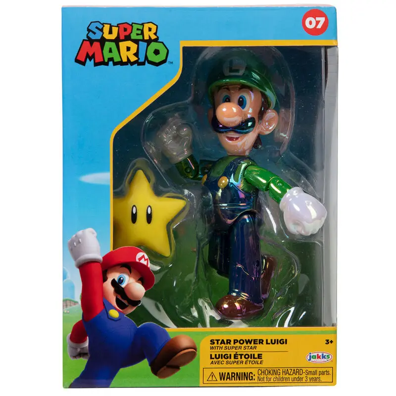 Super Mario Bros Luigi Star Power Figur 10cm Produktfoto
