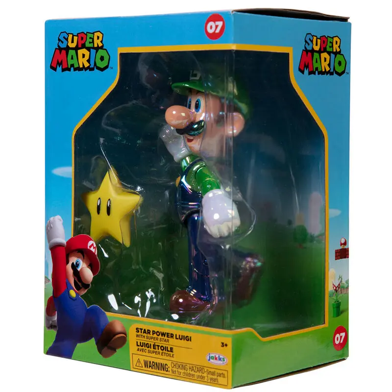 Super Mario Bros Luigi Star Power Figur 10cm Produktfoto