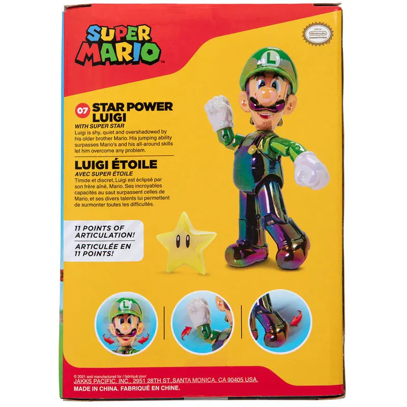 Super Mario Bros Luigi Star Power Figur 10cm Produktfoto