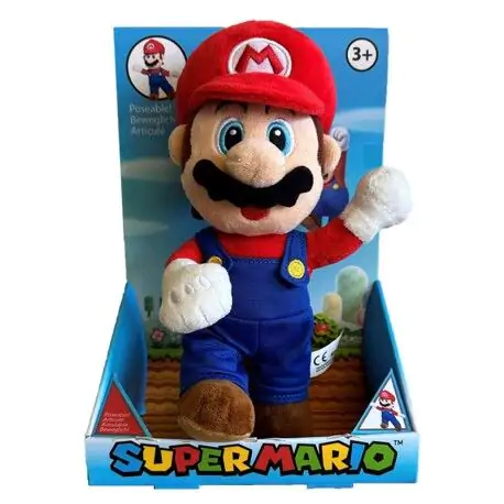 Super Mario Bros Mario Bewegliche Plüschfigur 25 cm Produktfoto