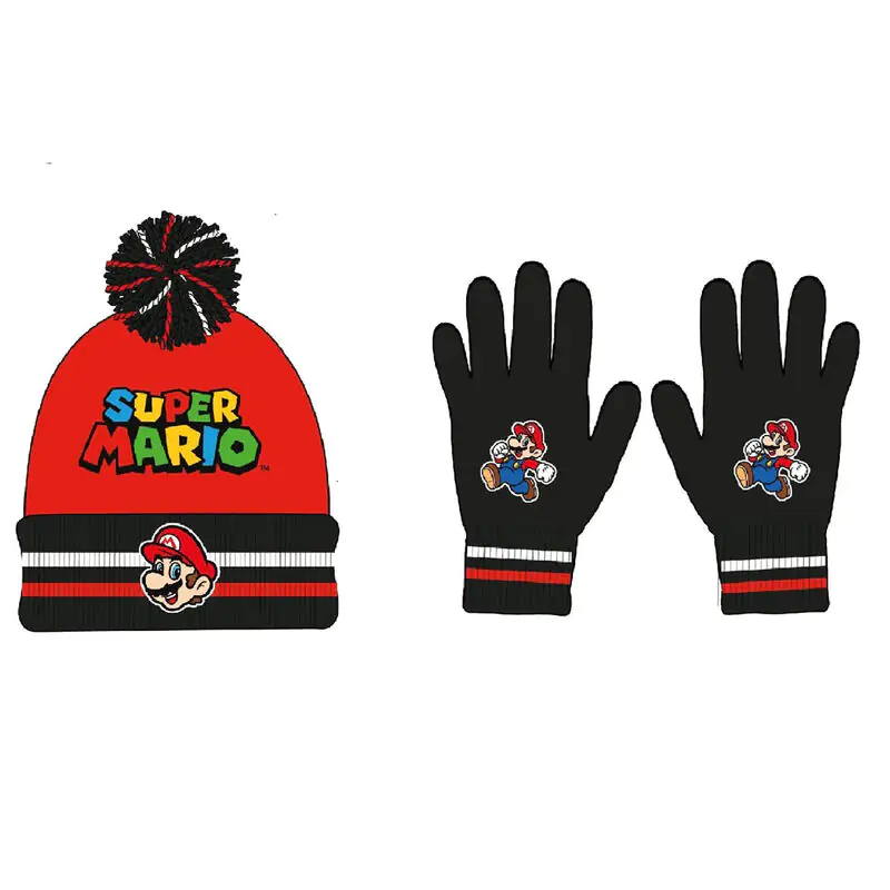 Super Mario Bros Mütze and Handschuh set Produktfoto