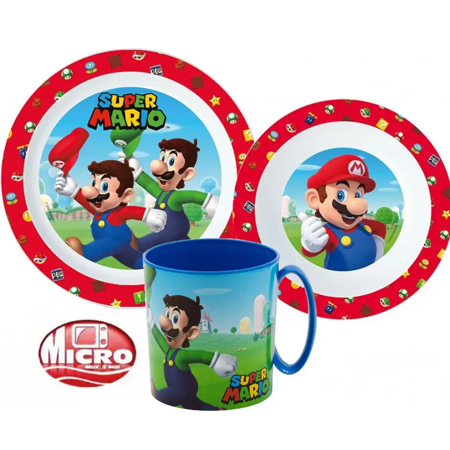 Super Mario Essgeschirr Set, Mikro Kunststoff Set Produktfoto
