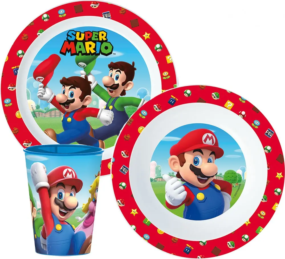 Super Mario Geschirr-Set, Mikro Plastik Set Produktfoto