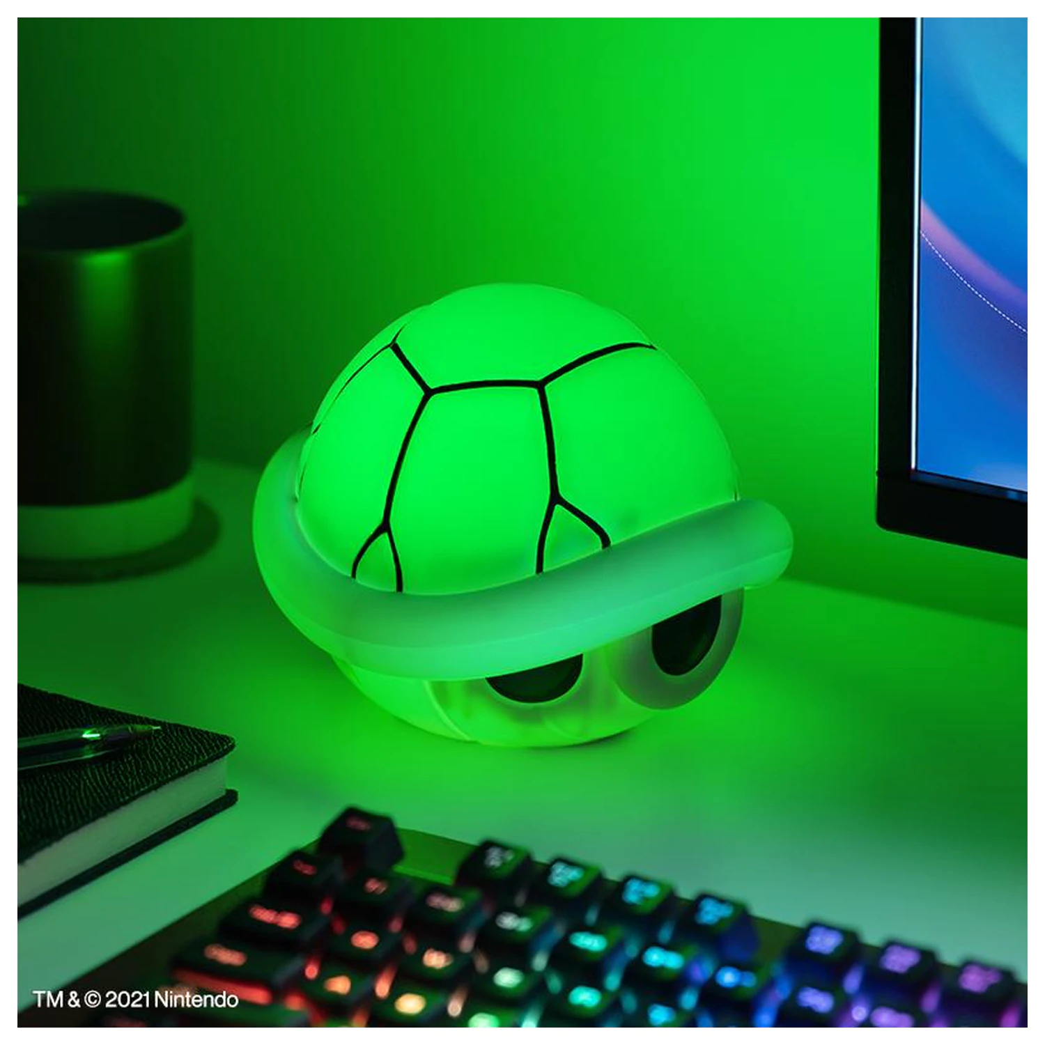 Super Mario Green Shell Dekoleuchte mit Sound 15cm Produktfoto