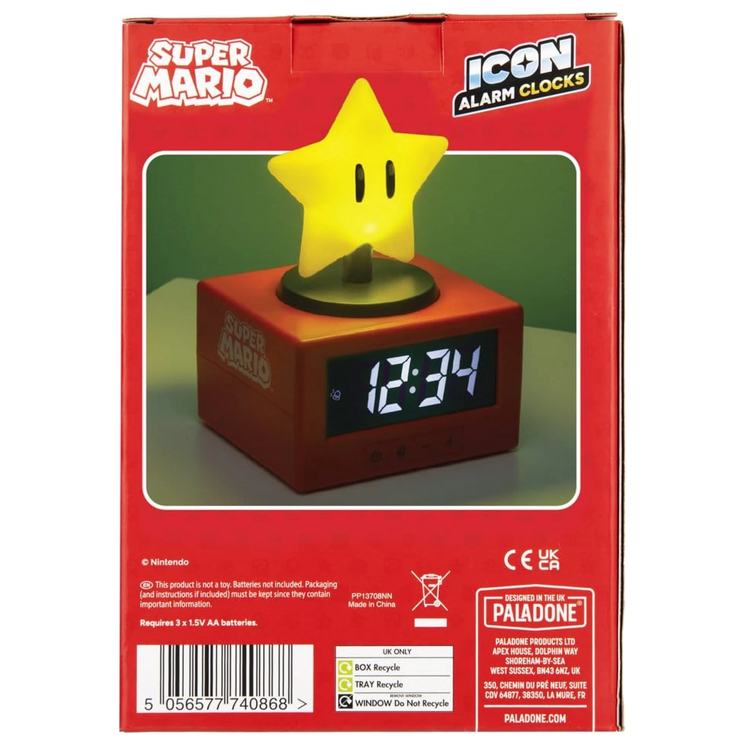 Super Mario Icon Wecker Super Star 15 cm Produktfoto