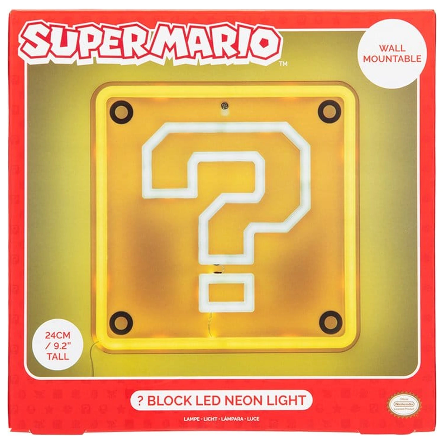Super Mario LED Neon Wandlampe Question Block 24 x 24 cm Produktfoto