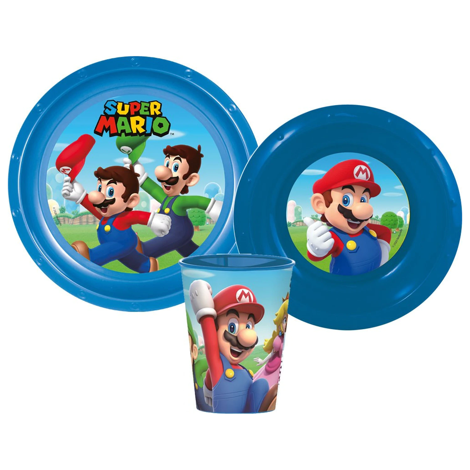 Super Mario Mushroom Kingdom Geschirr Set, Kunststoff Set Produktfoto