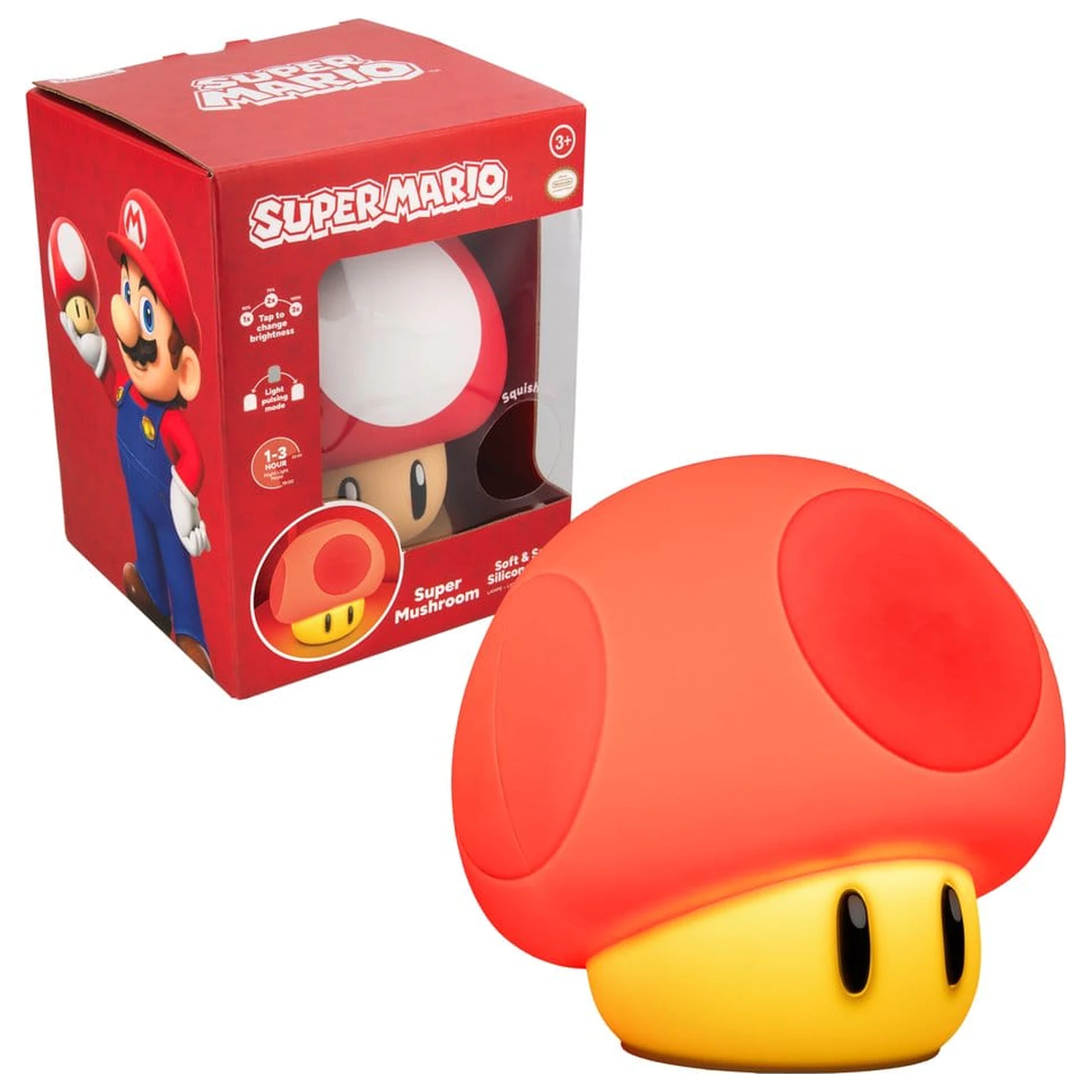 Super Mario SquishyGlo Silikon Licht Super Mushroom 15 cm Produktfoto