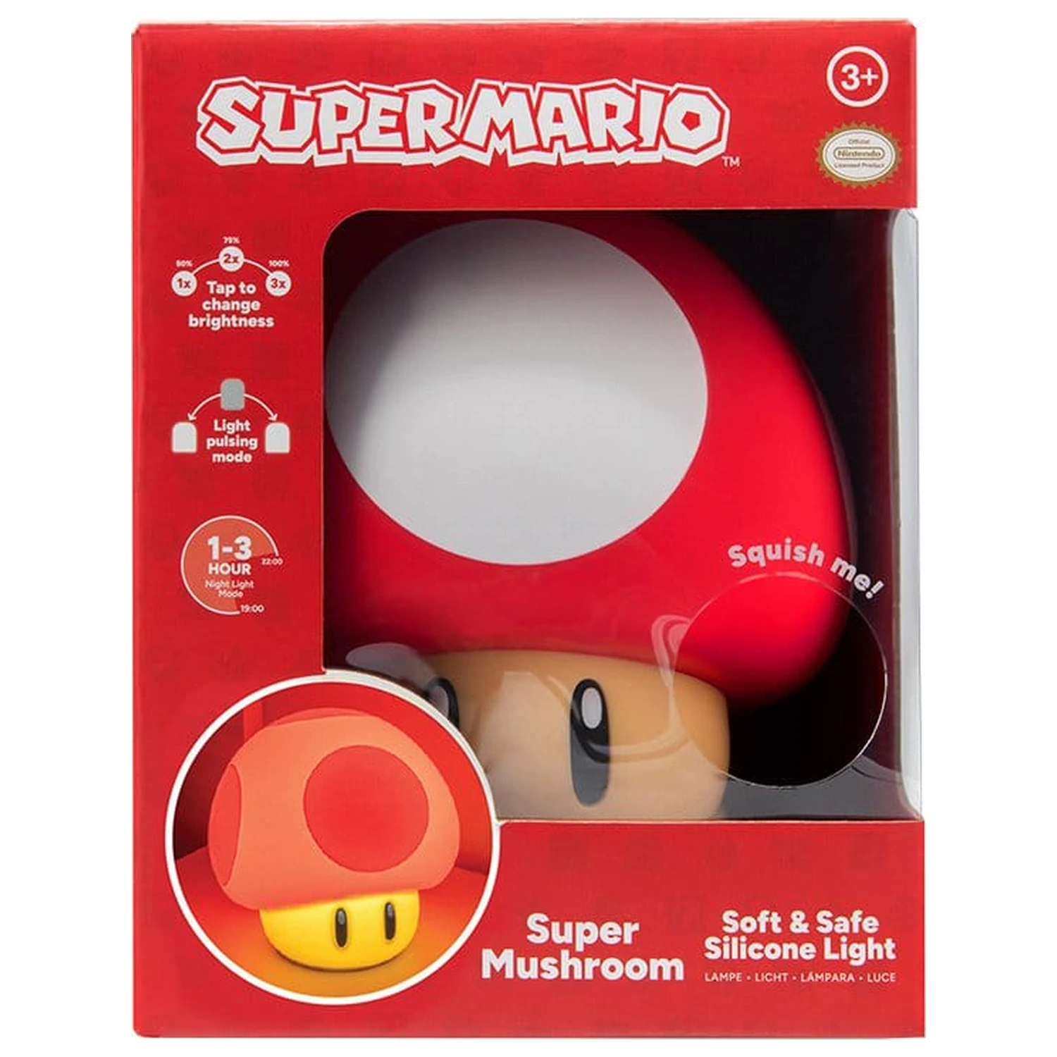Super Mario SquishyGlo Silikon Licht Super Mushroom 15 cm Produktfoto