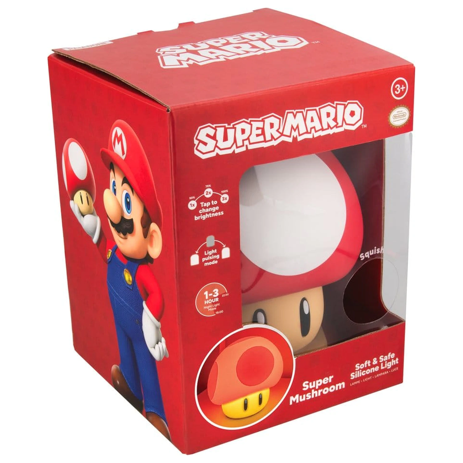 Super Mario SquishyGlo Silikon Licht Super Mushroom 15 cm Produktfoto
