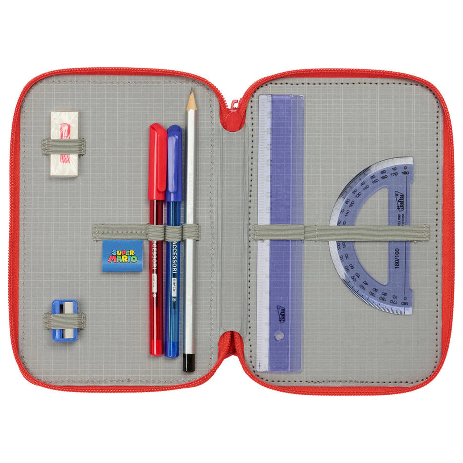 Super Mario dreifaches Federmäppchen 37-teilig Produktfoto