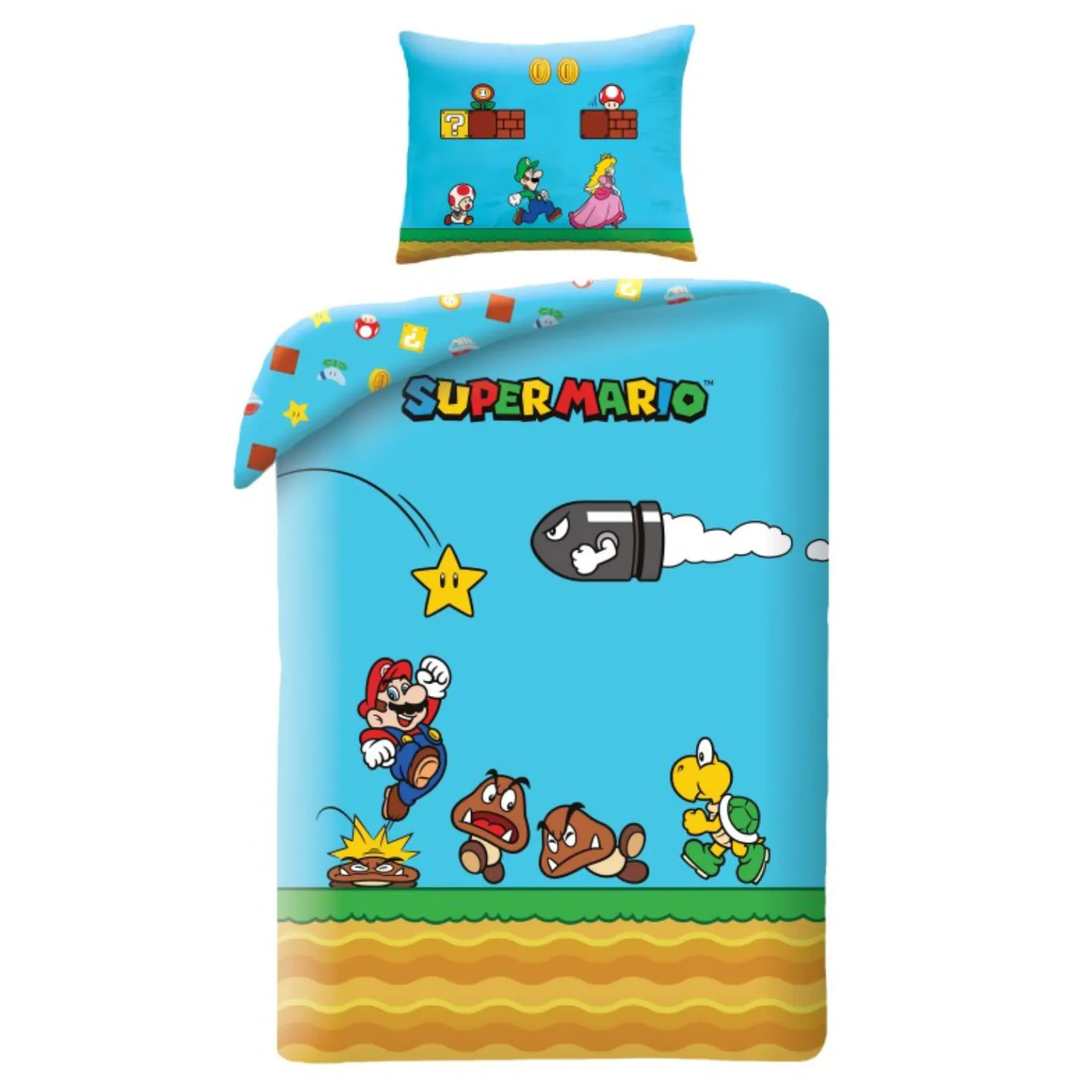 Super Mario Bettwäsche Ver. 3 140 x 200 cm / 70 x 90 cm Produktfoto