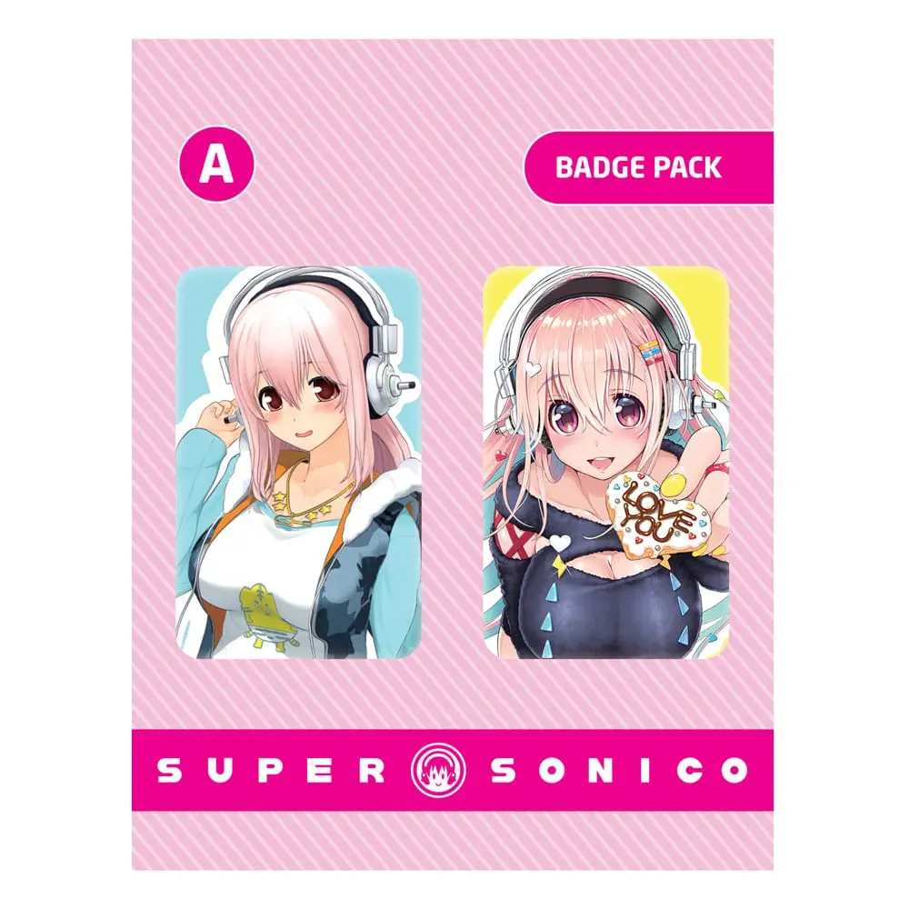 Super Sonico Ansteck-Buttons Doppelpack Set A termékfotó