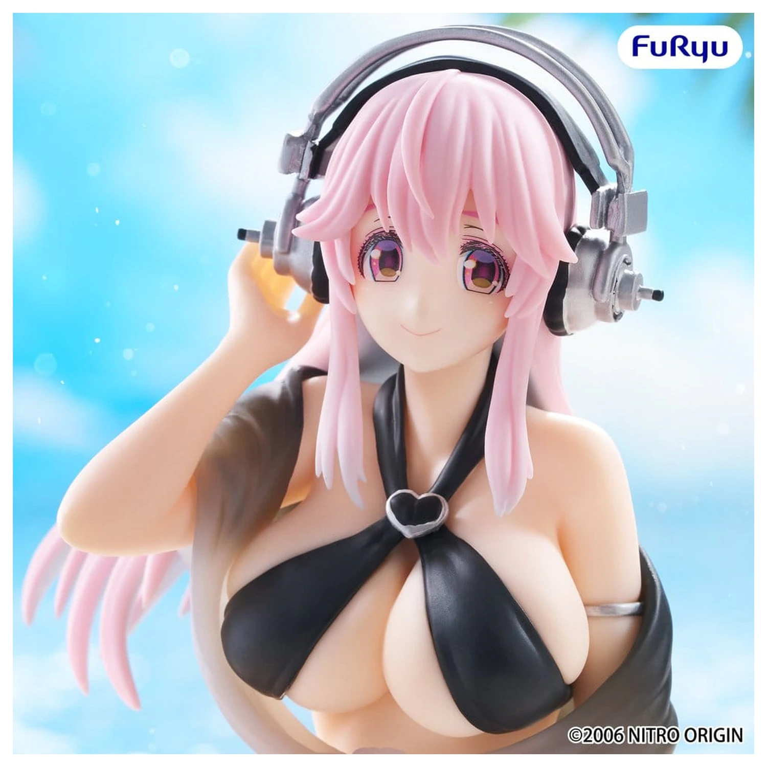 Super Sonico Noodle Stopper PVC Statue Super Sonico Swimsuit Black Color Version 10 cm Produktfoto