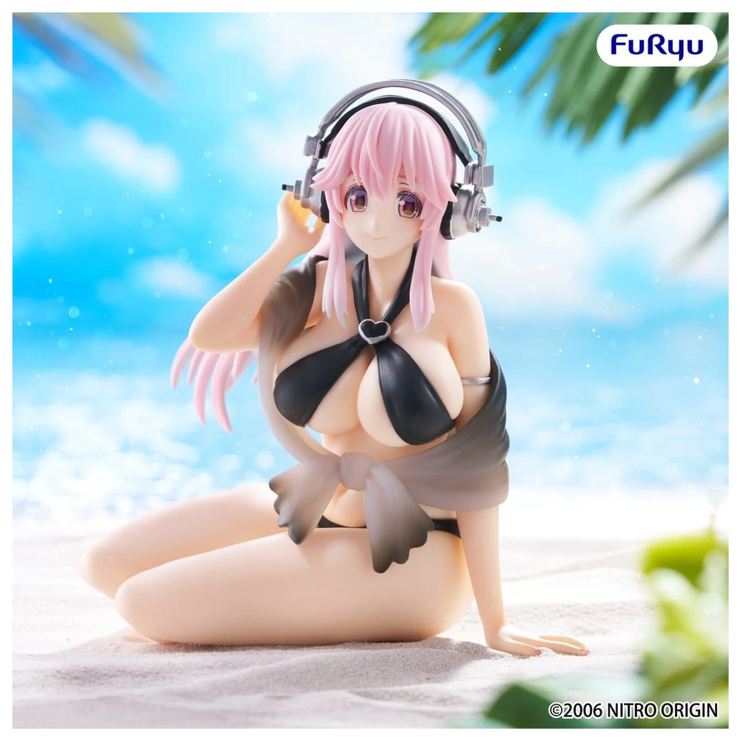 Super Sonico Noodle Stopper PVC Statue Super Sonico Swimsuit Black Color Version 10 cm Produktfoto
