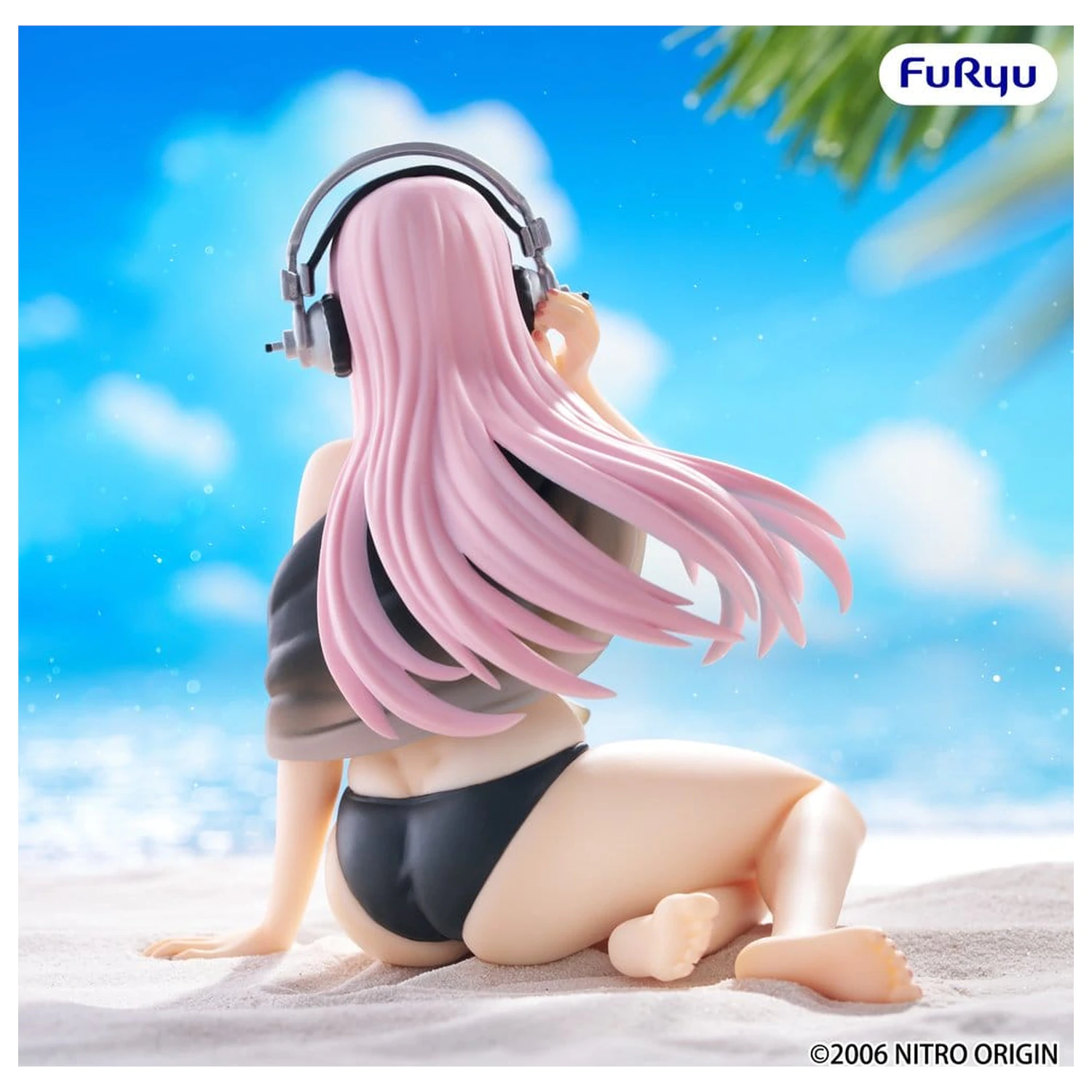 Super Sonico Noodle Stopper PVC Statue Super Sonico Swimsuit Black Color Version 10 cm Produktfoto