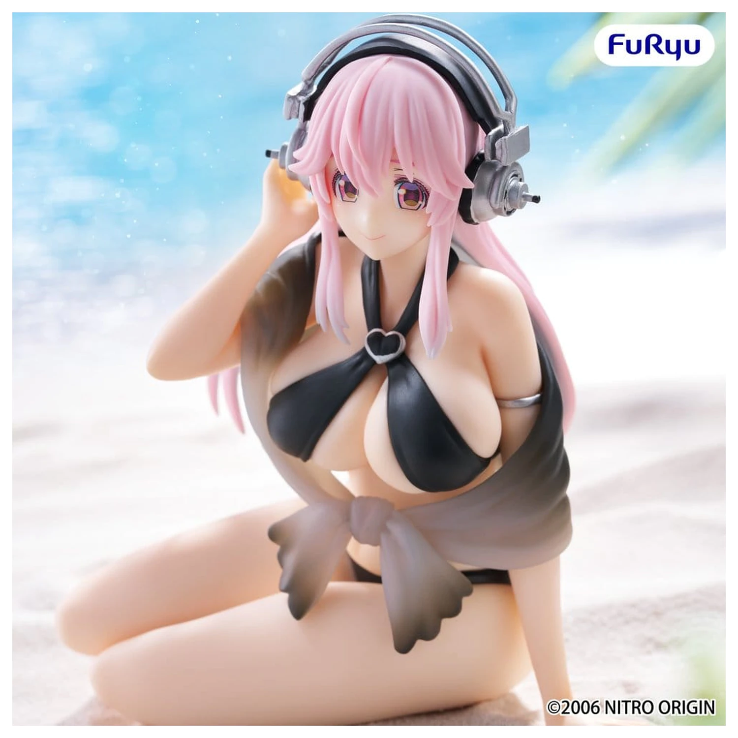 Super Sonico Noodle Stopper PVC Statue Super Sonico Swimsuit Black Color Version 10 cm Produktfoto