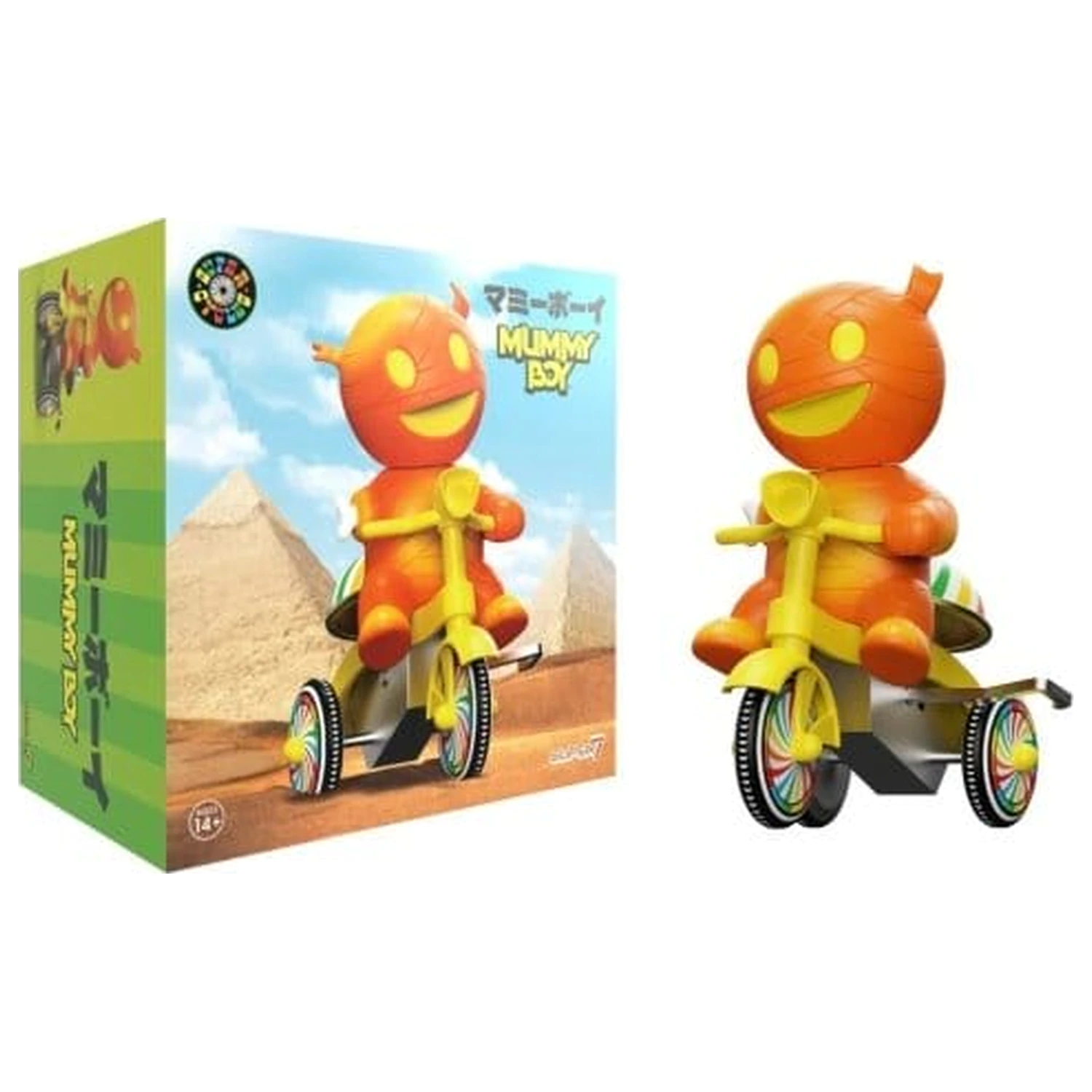 Super7 Super Cycles Fahrzeug Mummy Boy (Orange mit Gelbem Trike) Produktfoto