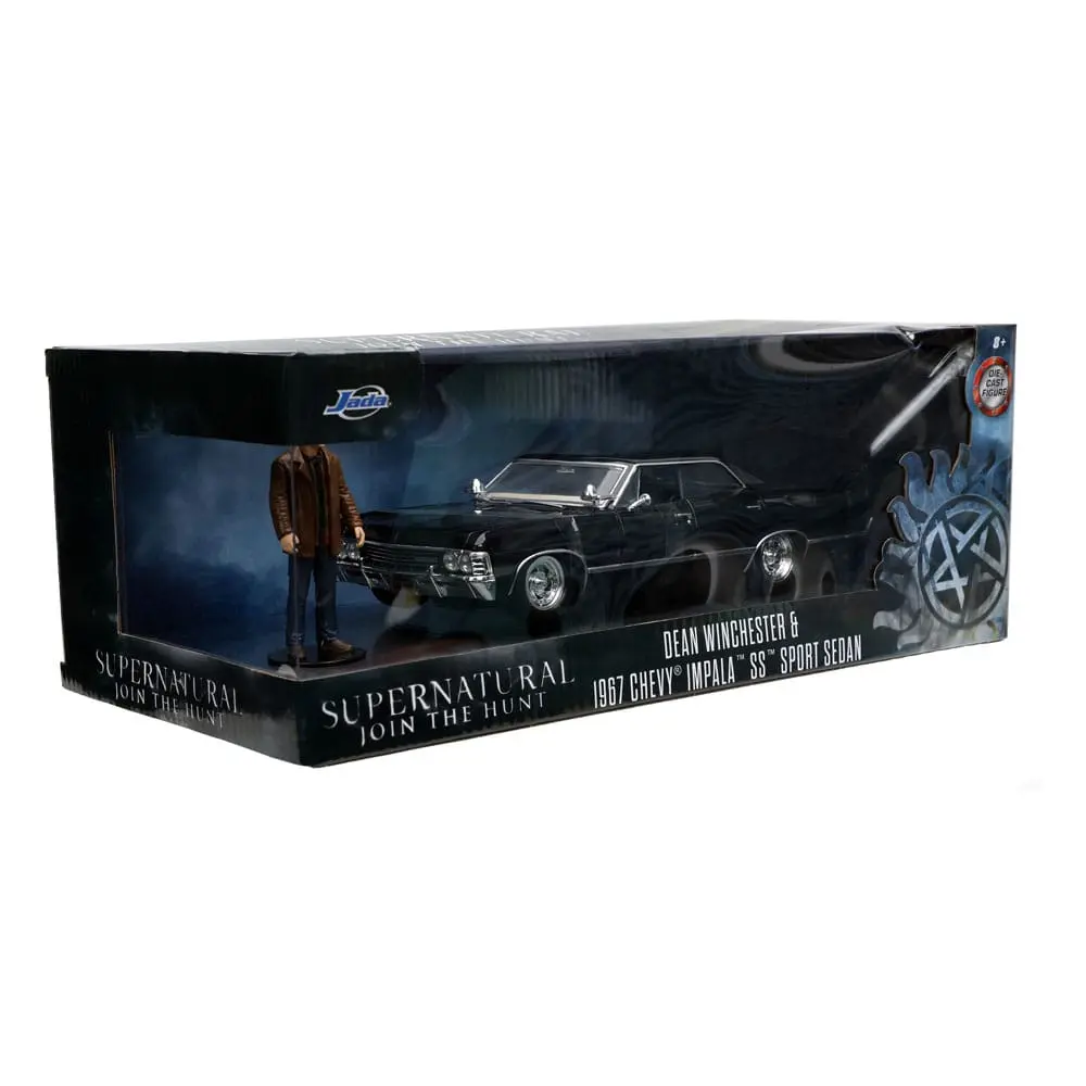 Supernatural Hollywood Rides Diecast Modell 1/24 1967 Chevrolet Impala Sport Sedan mit Dean Winchester Figur Produktfoto