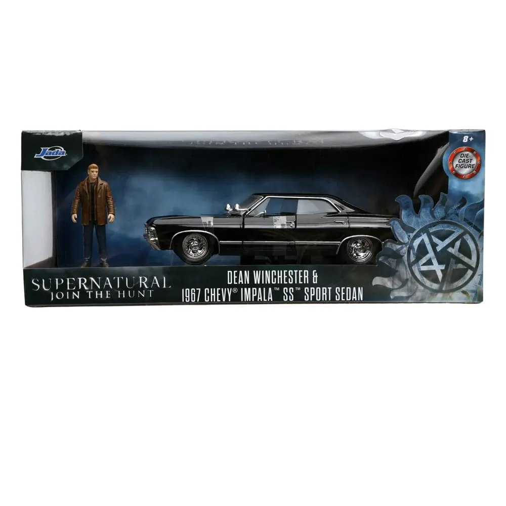Supernatural Hollywood Rides Diecast Modell 1/24 1967 Chevrolet Impala Sport Sedan mit Dean Winchester Figur Produktfoto