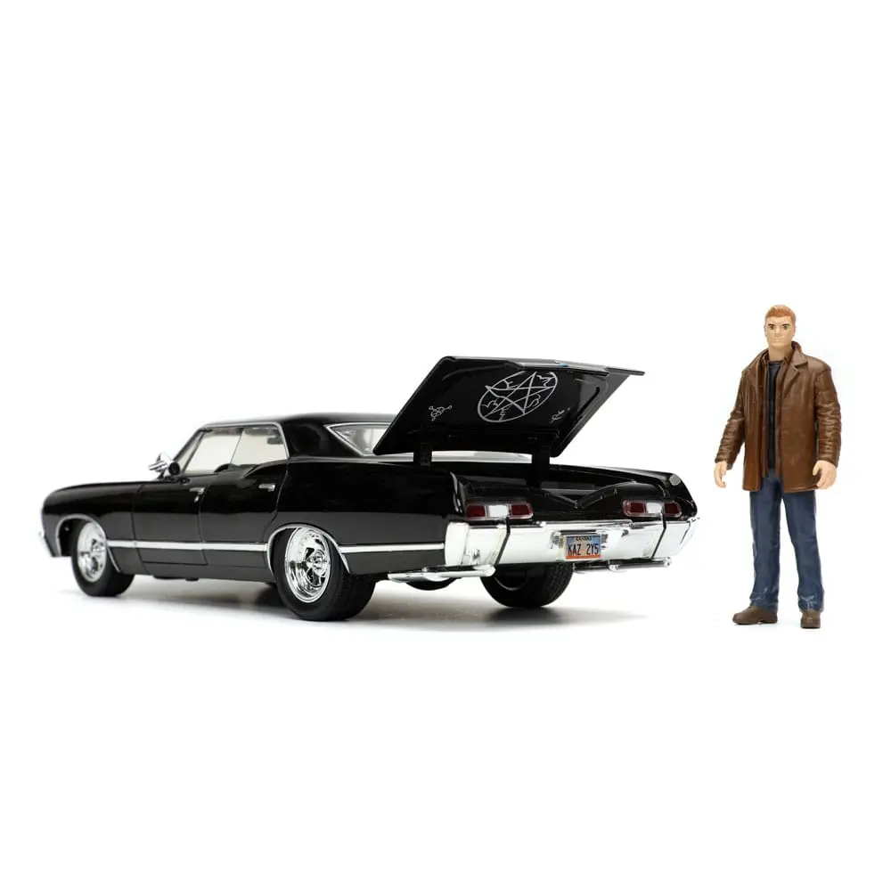 Supernatural Hollywood Rides Diecast Modell 1/24 1967 Chevrolet Impala Sport Sedan mit Dean Winchester Figur Produktfoto