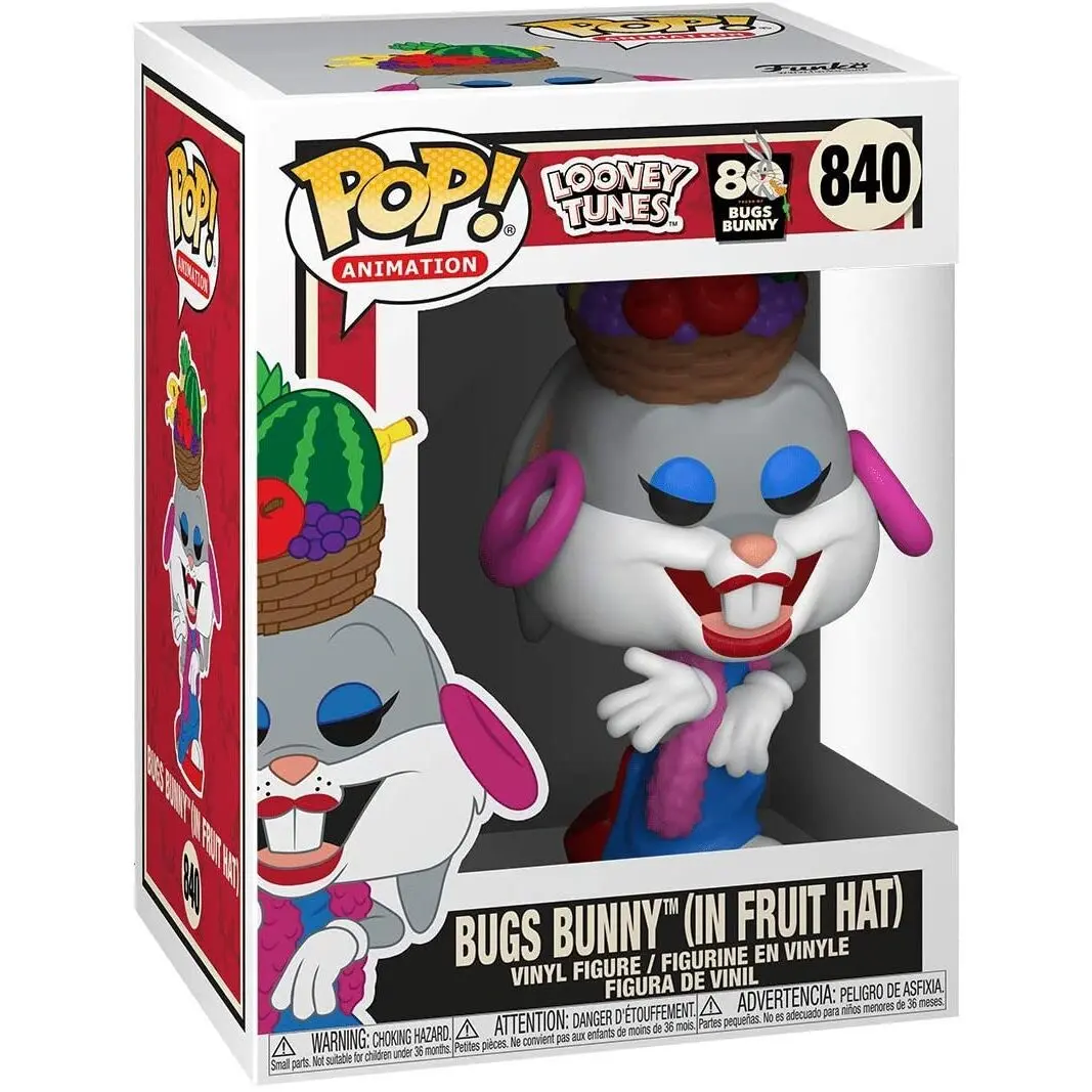 Bugs Bunny 80th Anniversary POP! Animation Vinyl Figur Bugs in Fruit Hat 9 cm Produktfoto