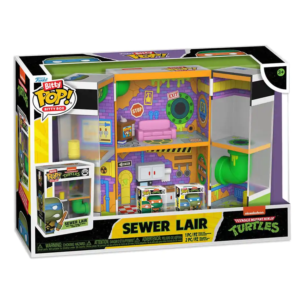 Teenage Mutant Ninja Turtles Bitty Funko POP! Bitty Box Display mit 2 Vinyl Figuren Sewer Lair Produktfoto