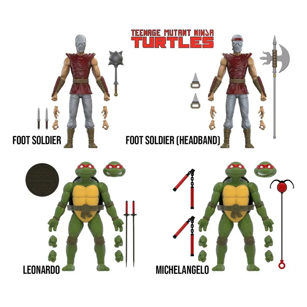Teenage Mutant Ninja Turtles BST AXN Actionfiguren 4er-Pack Mirage Comics Foot Soldiers & Turtles Exclusive 13 cm Produktfoto