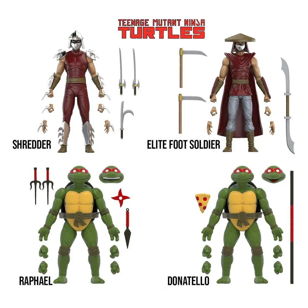 Teenage Mutant Ninja Turtles BST AXN Actionfiguren 4er-Pack Mirage Comics Shredder & Turtles Exclusive 13 cm Produktfoto