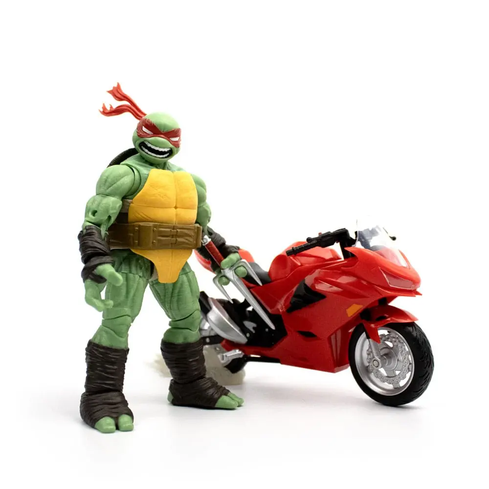 Teenage Mutant Ninja Turtles BST AXN Actionfigur mit Fahrzeug Raphael mit Motorrad (IDW Comics) 13 cm termékfotó