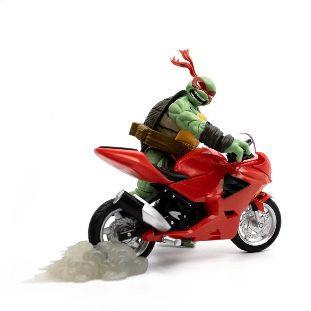 Teenage Mutant Ninja Turtles BST AXN Actionfigur mit Fahrzeug Raphael mit Motorrad (IDW Comics) 13 cm termékfotó