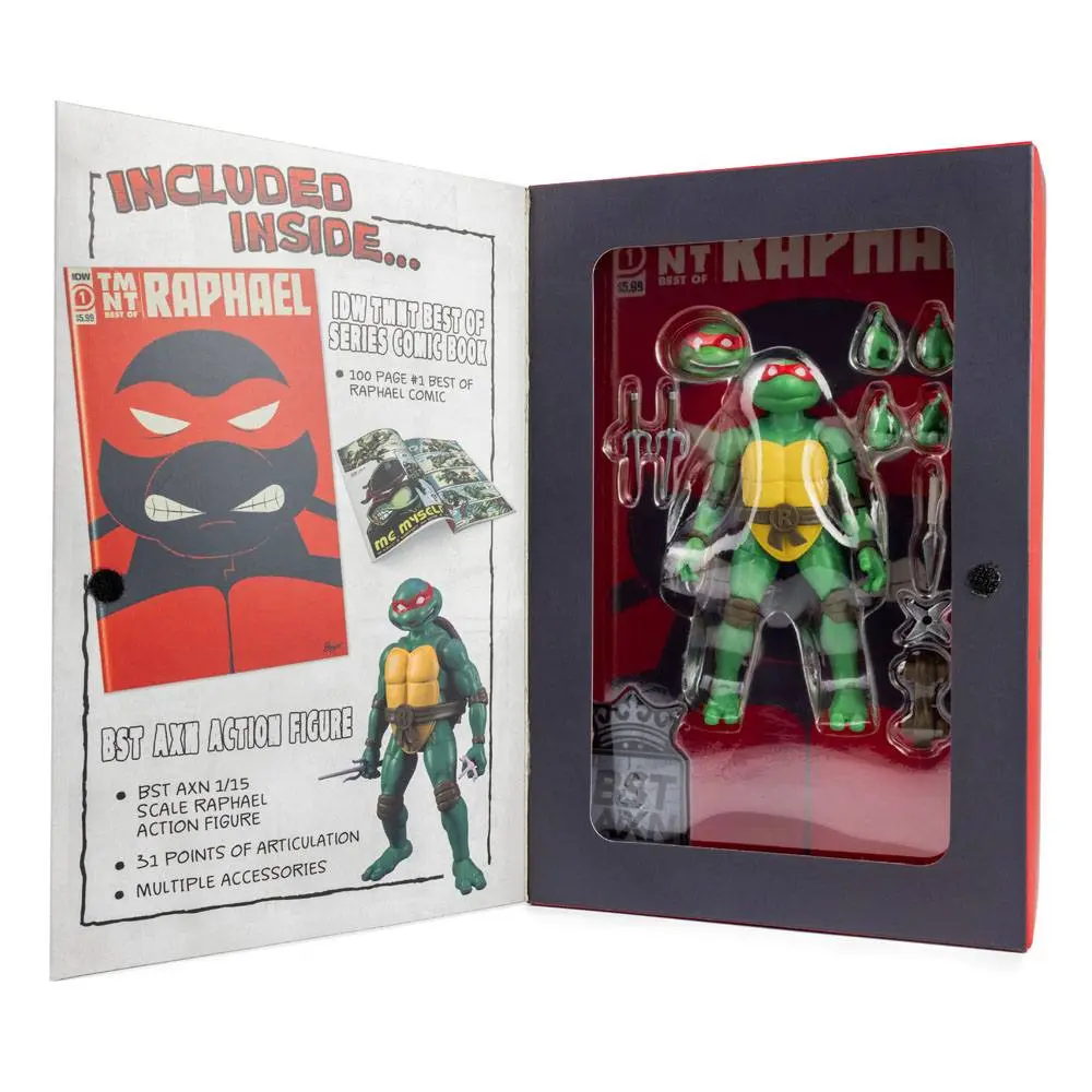 Teenage Mutant Ninja Turtles BST AXN x IDW Actionfigur & Comic Raphael Exclusive 13 cm Produktfoto