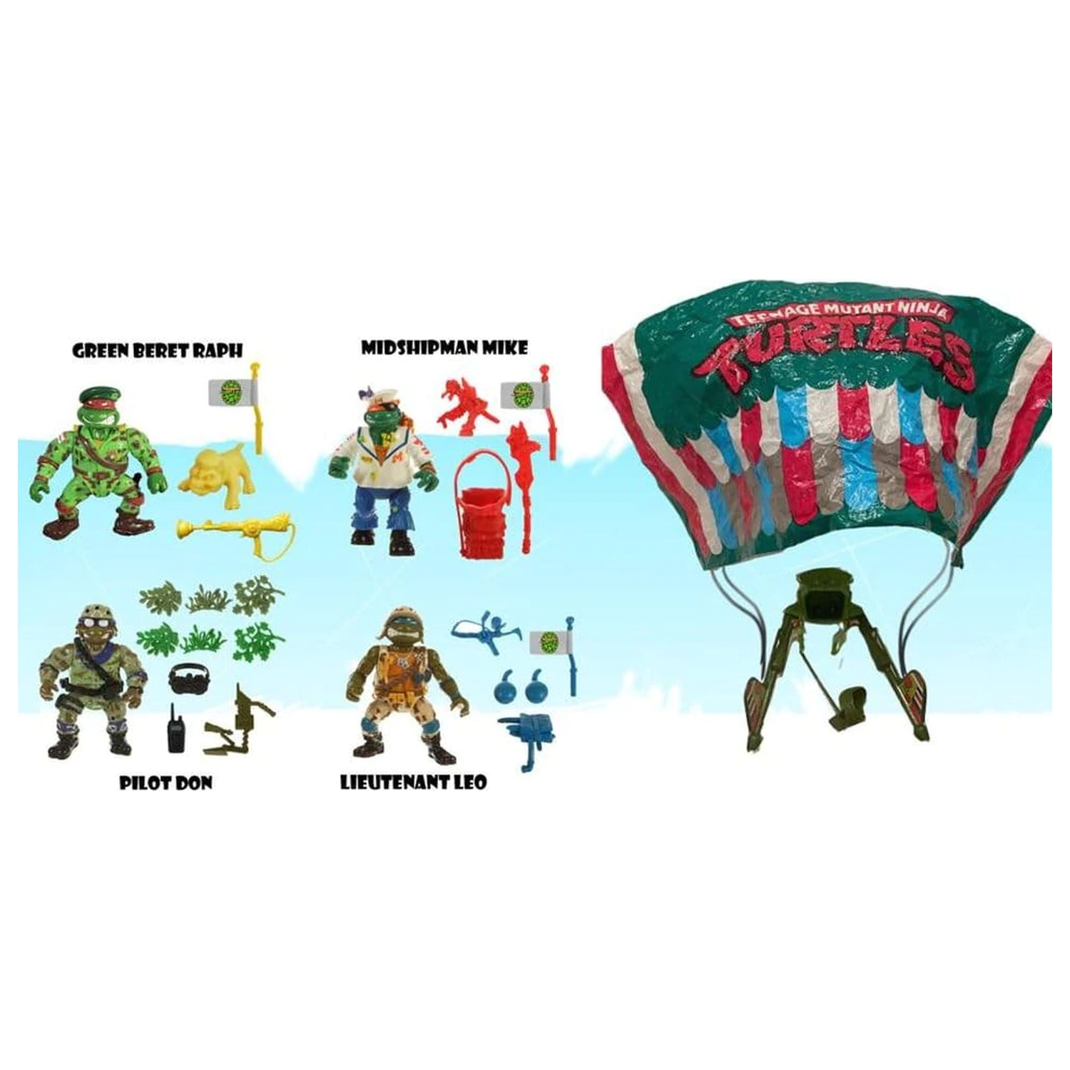 Teenage Mutant Ninja Turtles Classic Action Figuren 4er-Pack Sewer Heroes mit Fallschirm Produktfoto