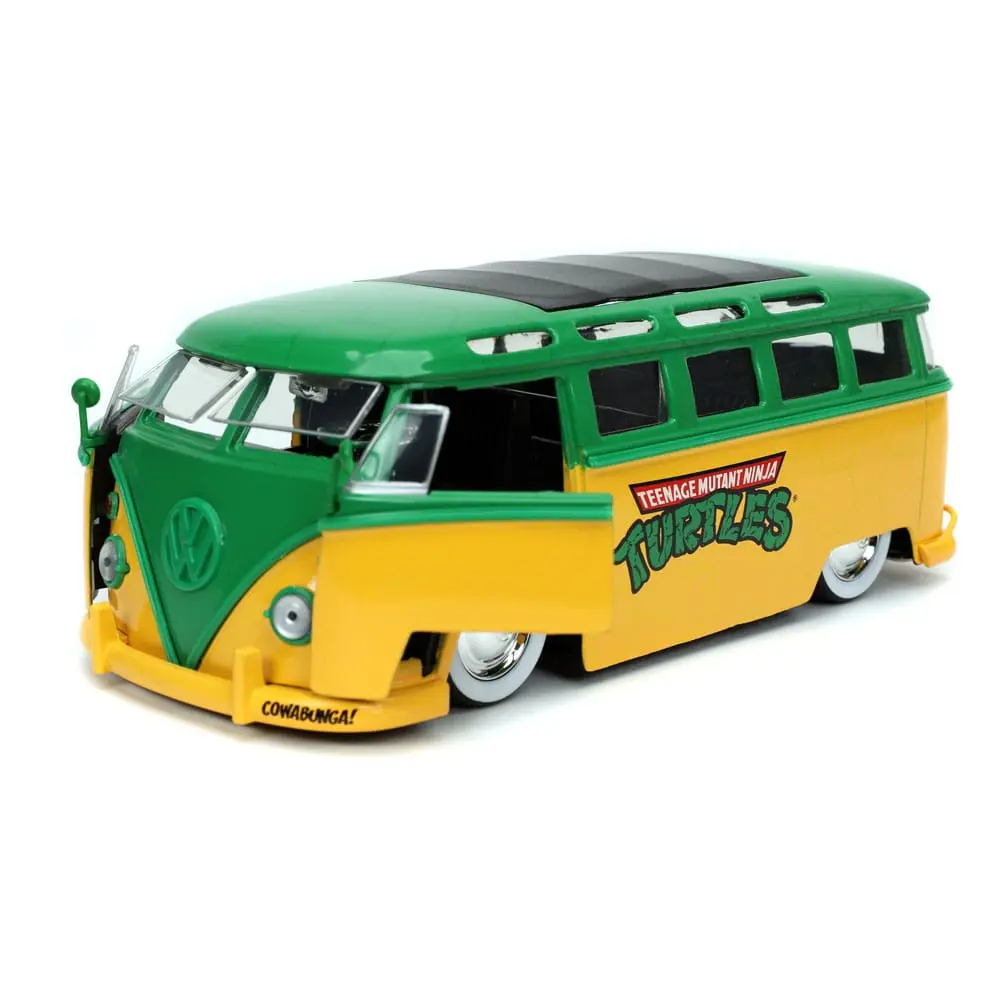 Teenage Mutant Ninja Turtles Hollywood Rides Diecast Modell 1/24 1962 VW Bus mit Leonardo Figur Produktfoto