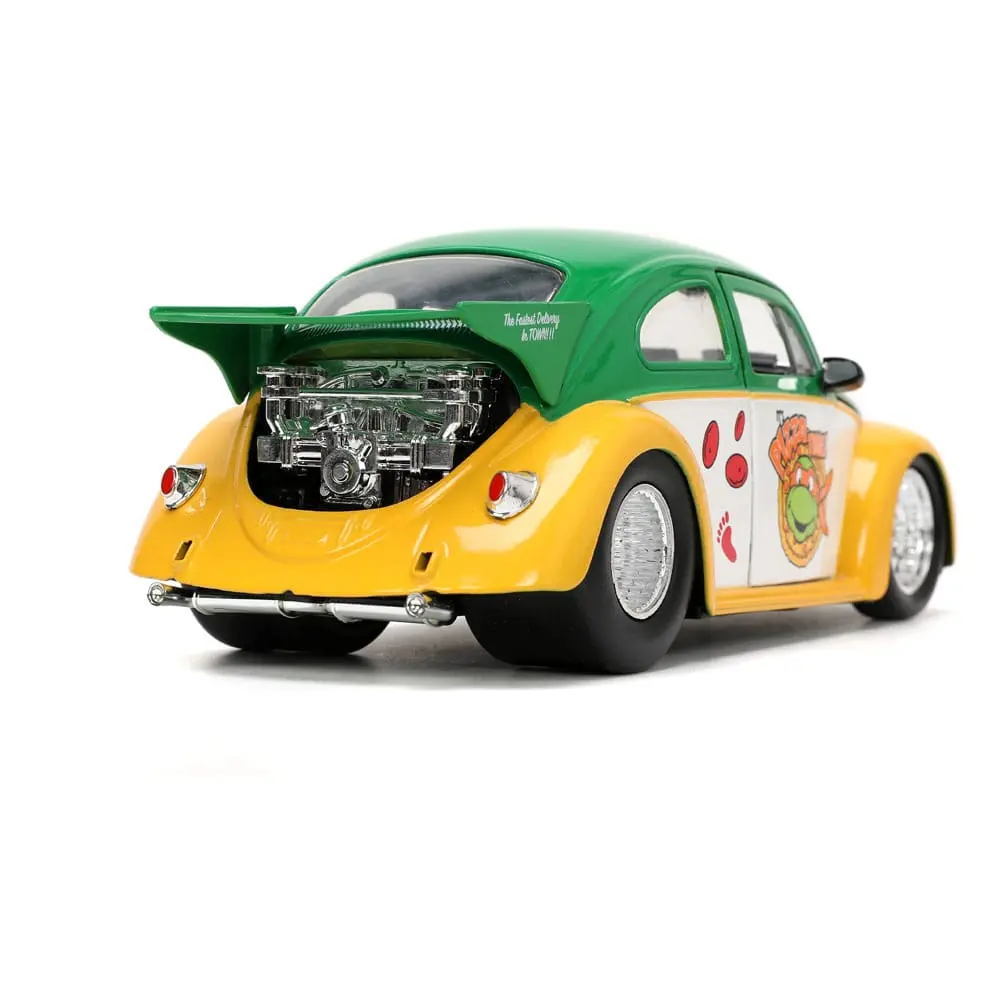 Teenage Mutant Ninja Turtles Hollywood Rides Diecast Modell 1/24 VW Drag Beetle mit Michelangelo Figur Produktfoto