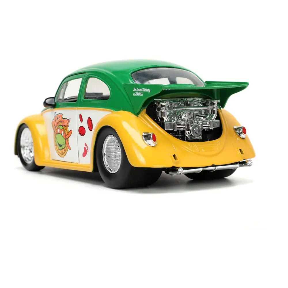 Teenage Mutant Ninja Turtles Hollywood Rides Diecast Modell 1/24 VW Drag Beetle mit Michelangelo Figur Produktfoto
