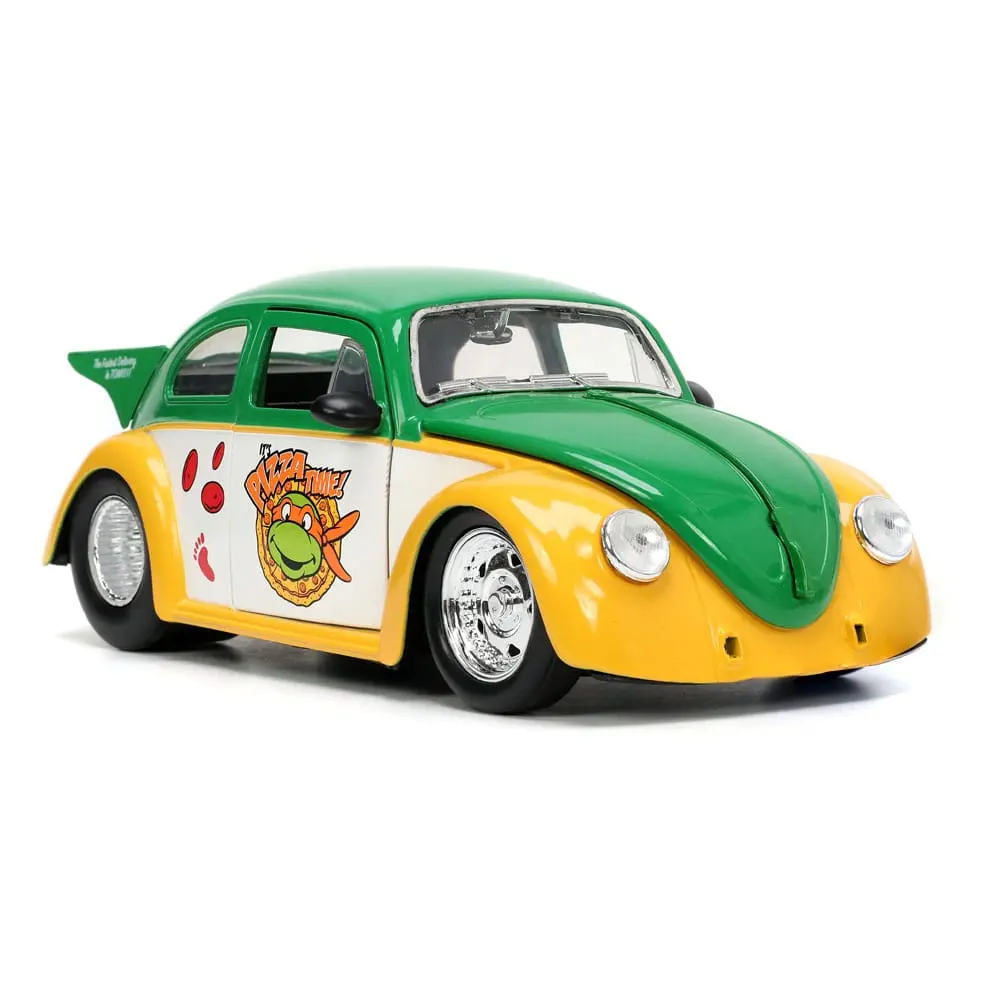 Teenage Mutant Ninja Turtles Hollywood Rides Diecast Modell 1/24 VW Drag Beetle mit Michelangelo Figur Produktfoto