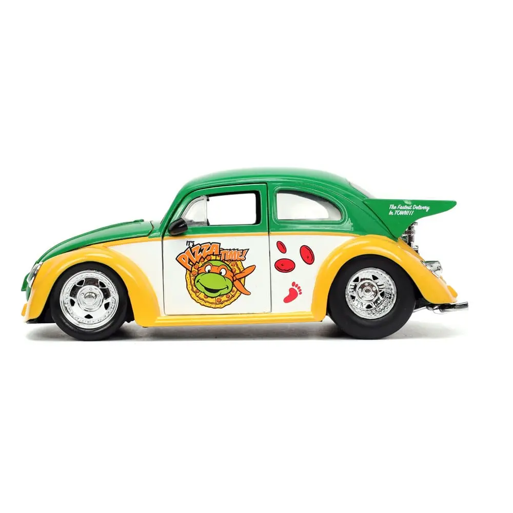 Teenage Mutant Ninja Turtles Hollywood Rides Diecast Modell 1/24 VW Drag Beetle mit Michelangelo Figur Produktfoto