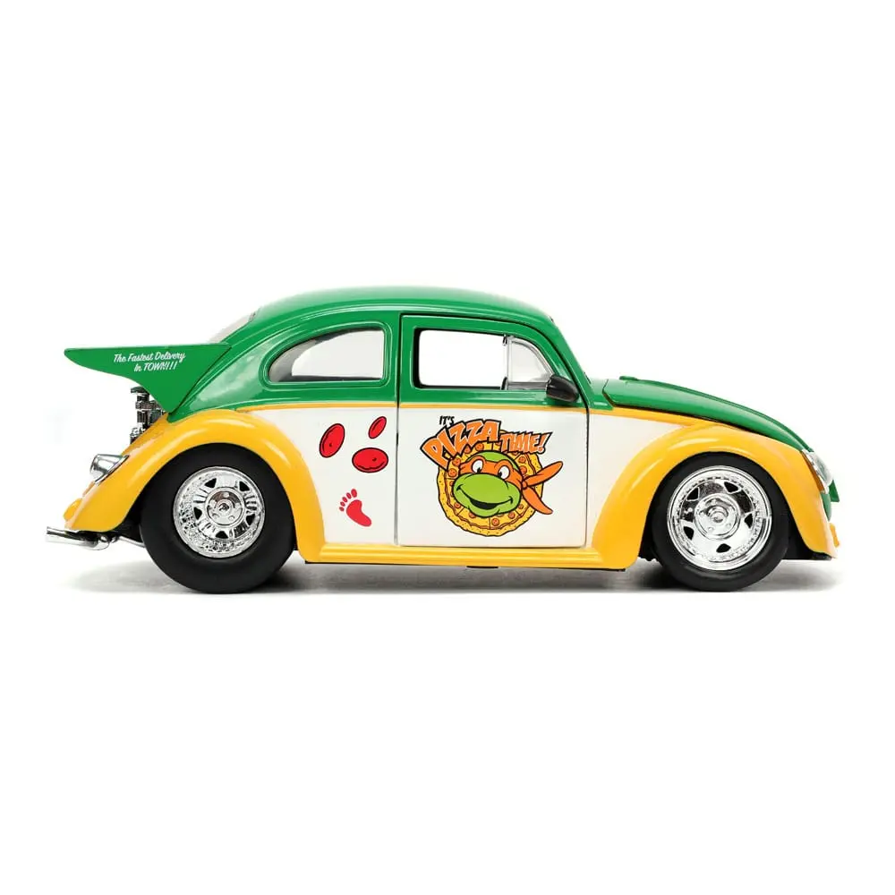 Teenage Mutant Ninja Turtles Hollywood Rides Diecast Modell 1/24 VW Drag Beetle mit Michelangelo Figur Produktfoto