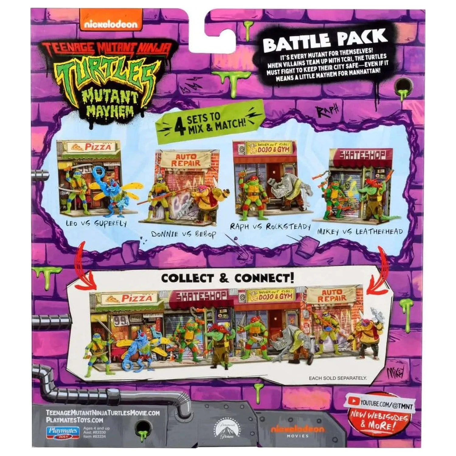 Teenage Mutant Ninja Turtles: Mutant Mayhem Battle Pack Actionfiguren Raphael vs. Rocksteady 11 cm Produktfoto