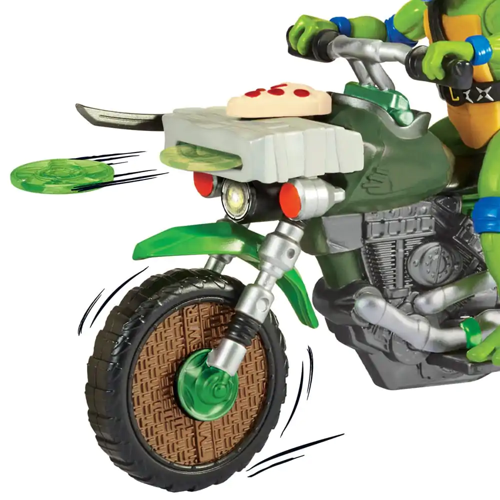 Teenage Mutant Ninja Turtles: Mutant Mayhem Drive N Kick Actionfigur Leonardo & Motorrad 11 cm Produktfoto