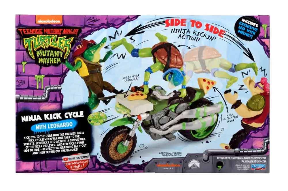 Teenage Mutant Ninja Turtles: Mutant Mayhem Drive N Kick Actionfigur Leonardo & Motorrad 11 cm Produktfoto
