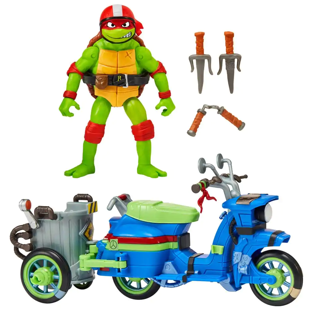 Teenage Mutant Ninja Turtles: Mutant Mayhem Action Figur Raphael & Scooter mit Beiwagen 11 cm Produktfoto