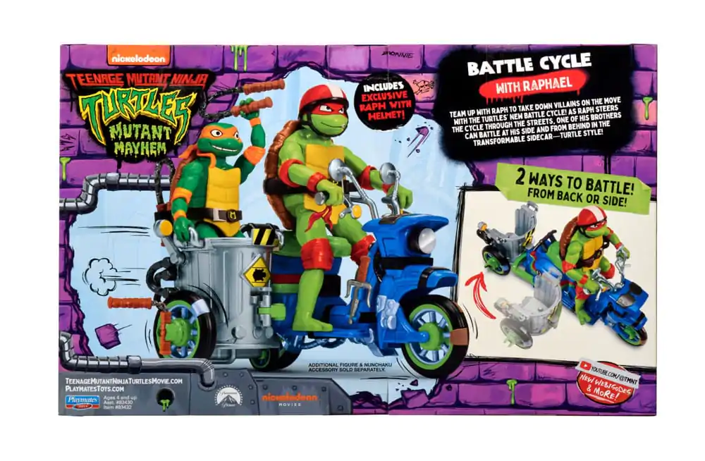 Teenage Mutant Ninja Turtles: Mutant Mayhem Action Figur Raphael & Scooter mit Beiwagen 11 cm Produktfoto