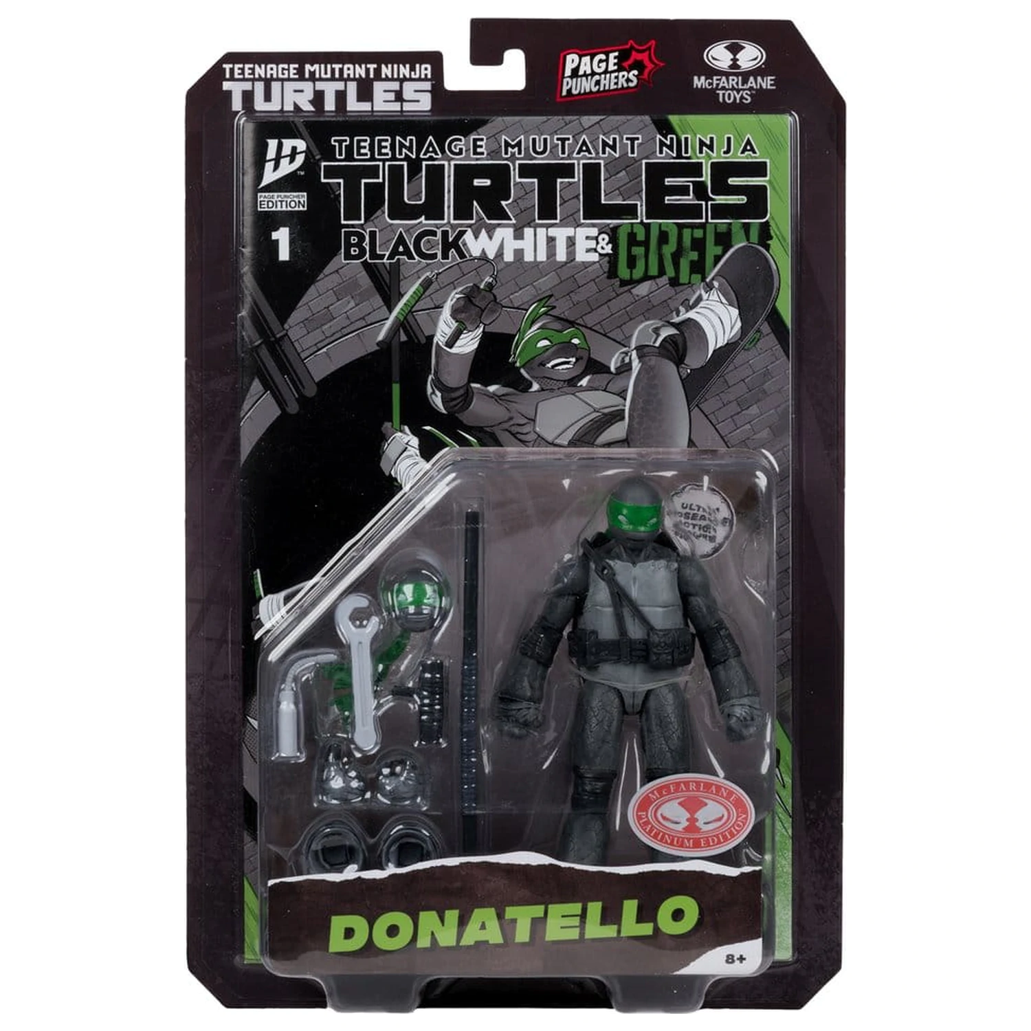 Teenage Mutant Ninja Turtles Page Punchers Actionfigur Donatello (Schwarz Weiß & Grün ) (Red Platinum Edition) 13 cm Produktfoto