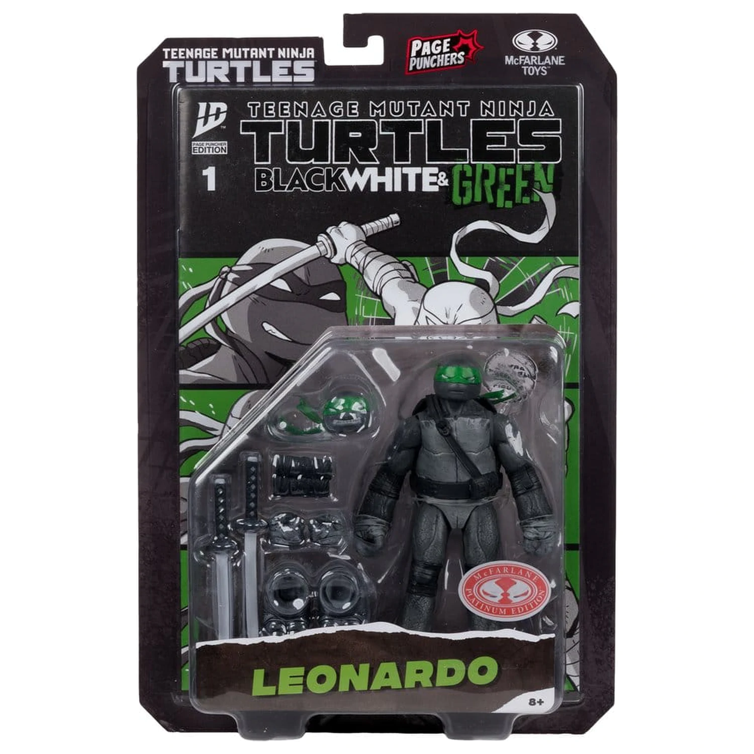 Teenage Mutant Ninja Turtles Page Punchers Actionfigur Leonardo (Black White & Green) (Red Platinum Edition) 13 cm Produktfoto