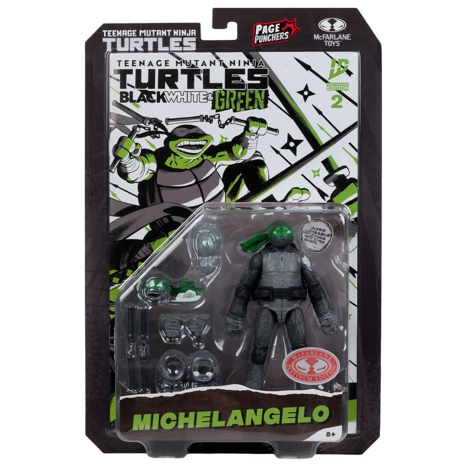 Teenage Mutant Ninja Turtles Page Punchers Action-Figur Michelangelo (Black White & Green) (Red Platinum Edition) 13 cm Produktfoto